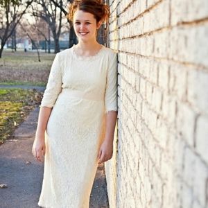 Cream lace midi dress